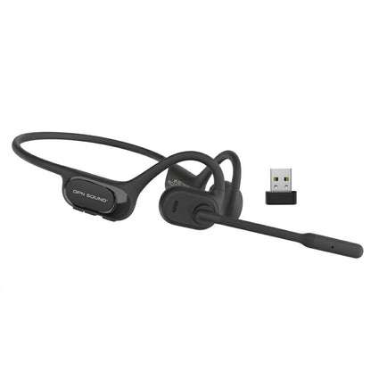 Black OPN Sound Chat Pro open-ear headset with ENC boom microphone and USB wireless dongle.
